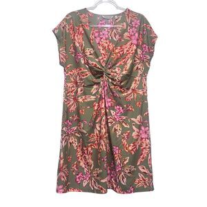Soft Surroundings Day Spa Swim Dress Large Floral Twist Front Resort Wear Tropic